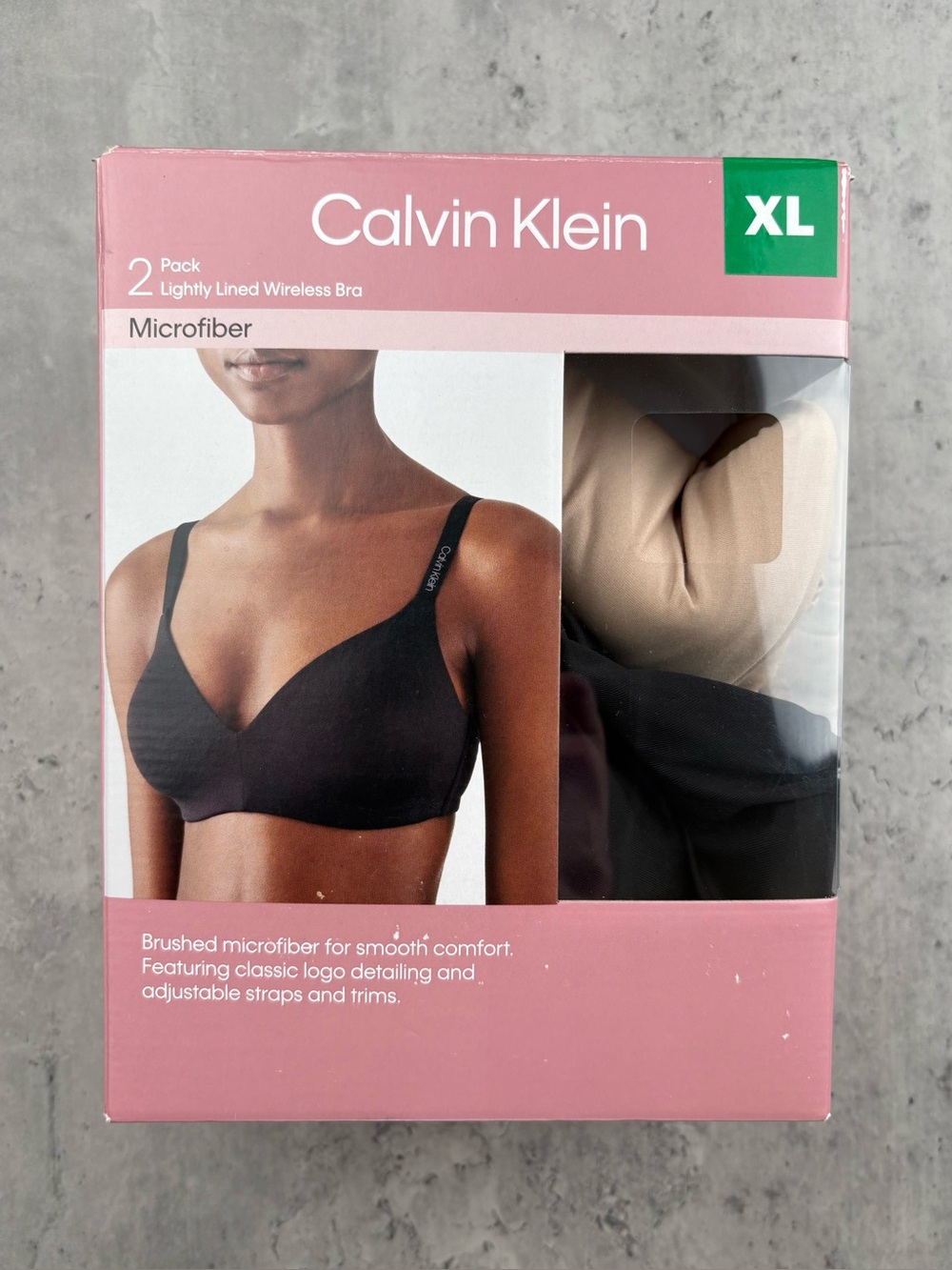 Calvin Klein wireless bra 2 pack brushed microfiber lightly lined size XL
